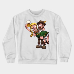 Bavarian Man Holding Oktoberfest Girl Crewneck Sweatshirt